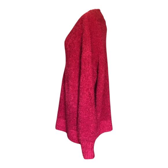 Aerie Oversized Ribbed V-Neck Sweater Long Sleeve Red Pullover Women's Medium - Picture 7 of 14